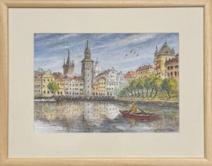 Rudolf Pollák Praha rybář na Vltavě